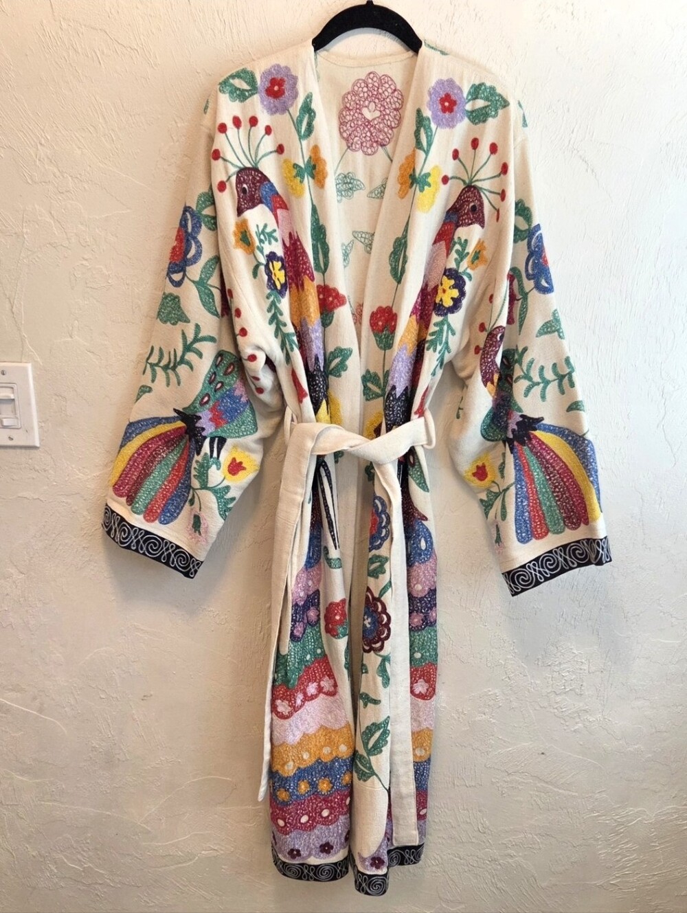 Vintage 1970s Suzani Embroidered Duster XS-M - Picture 15 of 16